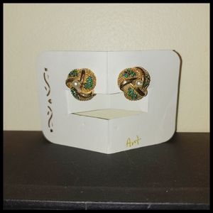Art Signed Clip on Earrings Vintage Costume Jewelry